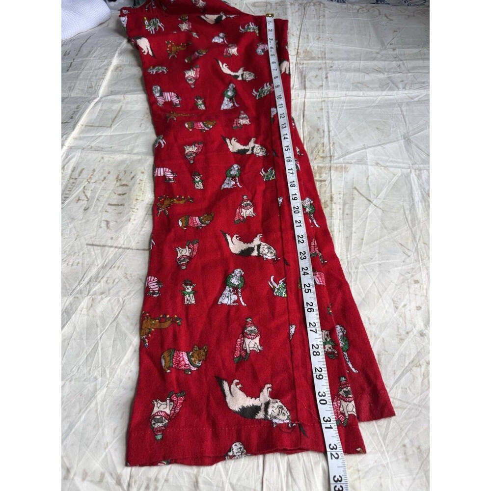 Old Navy Women's Flannel Pajama Pants Red Christmas Dog Graphic Drawstring M - Picture 6 of 8